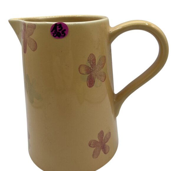 Vintage RARE Liddy Yellow Ceramic Retro Pitcher Floral Artist Signed Collectable - Picture 9 of 9